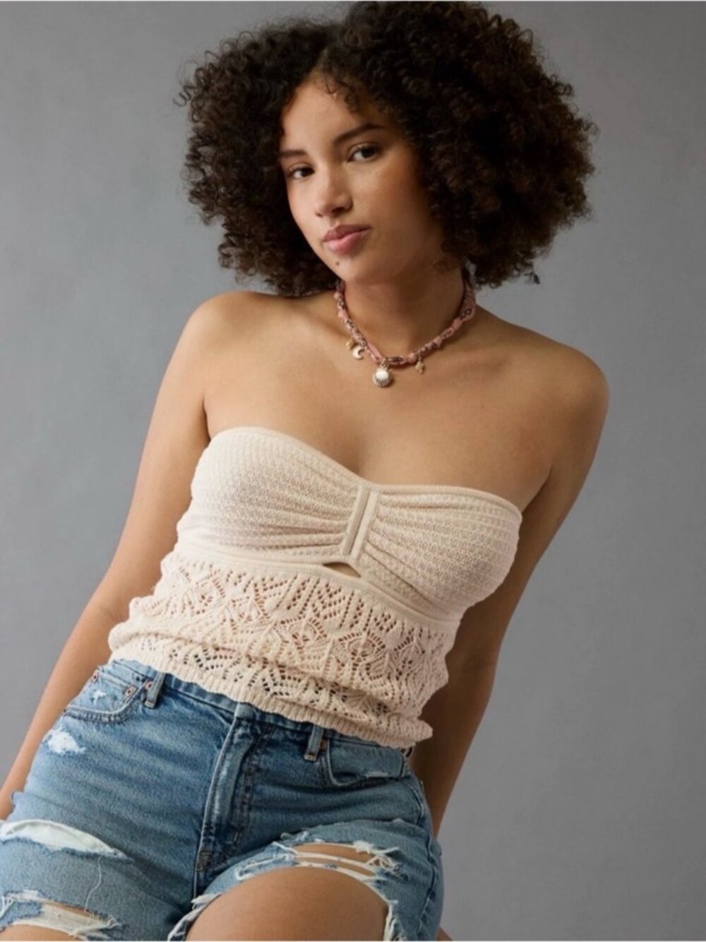 2/$20! American Eagle Large Crochet Tube Top - Picture 2 of 6